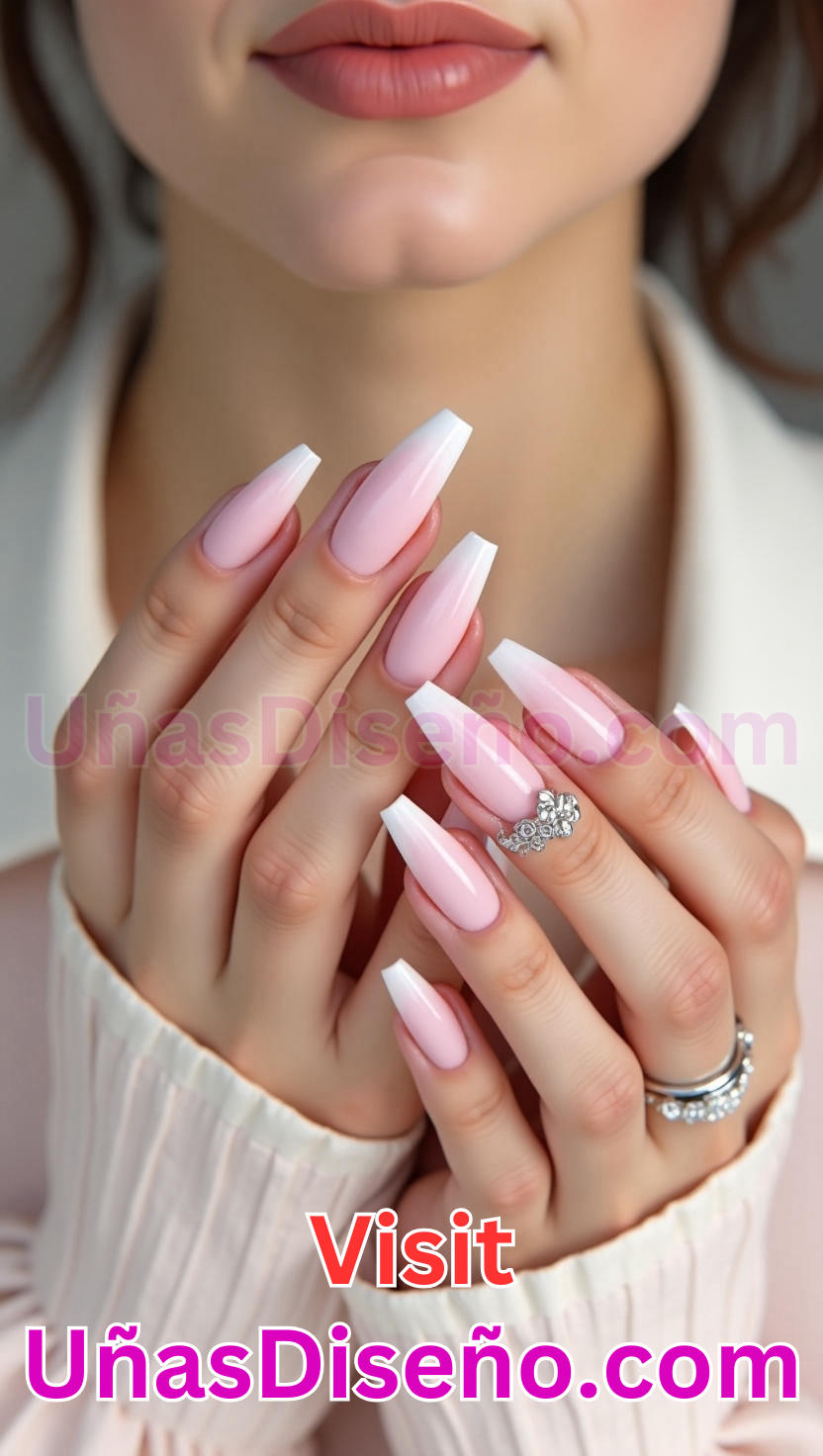 6. Unas Ombre Rosa y Blancas 1