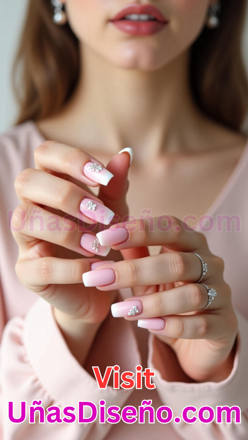 6. Unas Ombre Rosa y Blancas 2