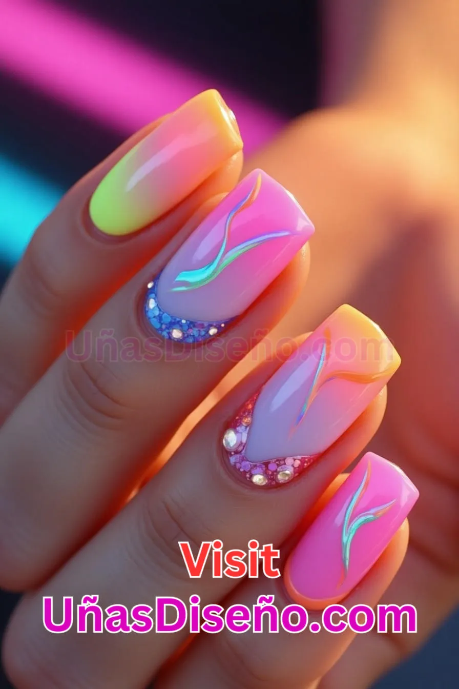 1 Uñas de neón con punta francesa invertida - 15 Diseños de uñas de neón de moda para un look atrevido y vibrante 3.jpeg