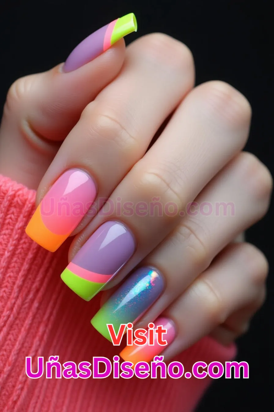 1 Uñas de neón con punta francesa invertida - 15 Diseños de uñas de neón de moda para un look atrevido y vibrante 5.jpeg