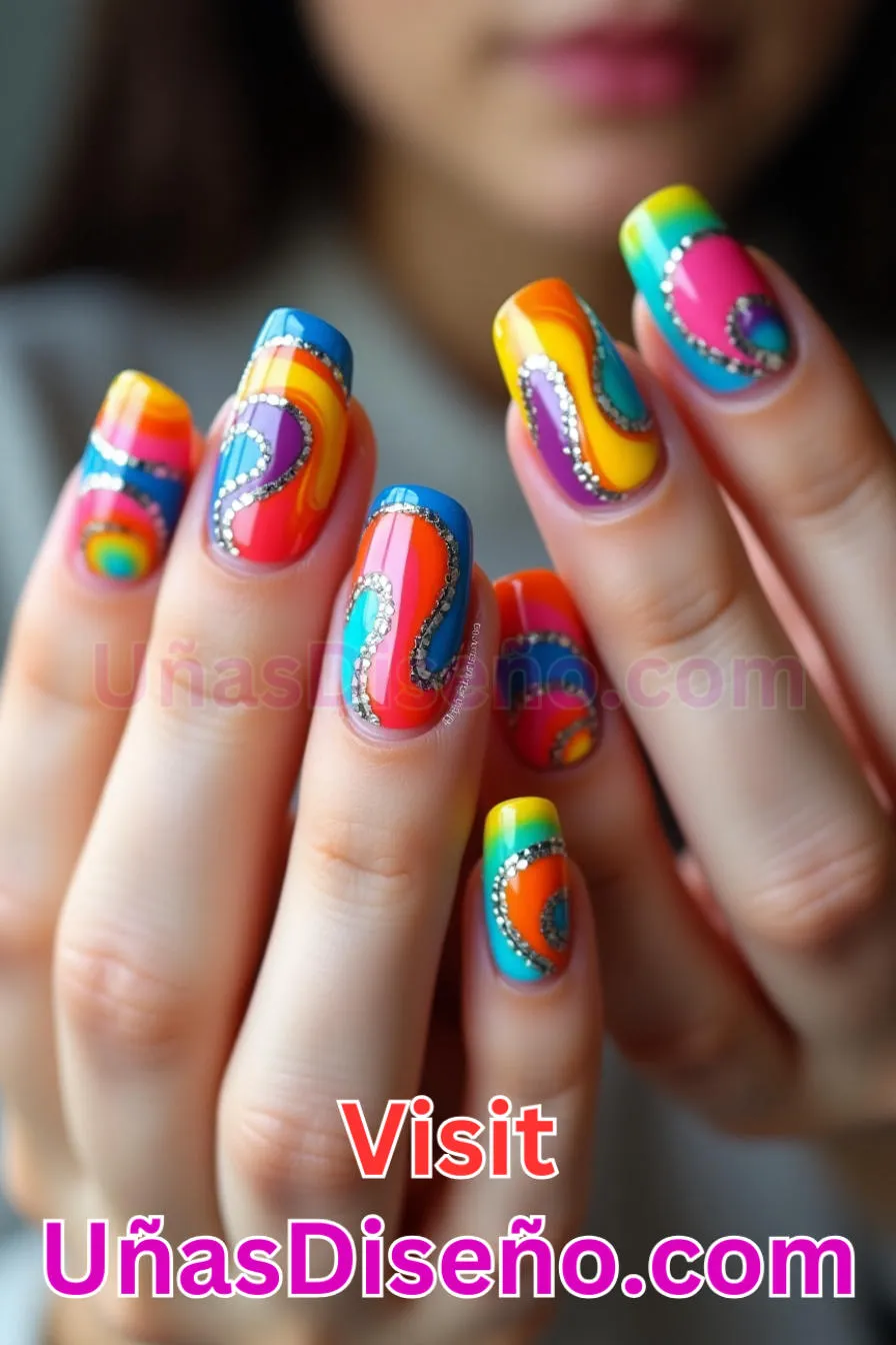 1. Ondas Funky - Los 20 mejores diseños de uñas con purpurina para lucir un look deslumbrante (5).jpeg