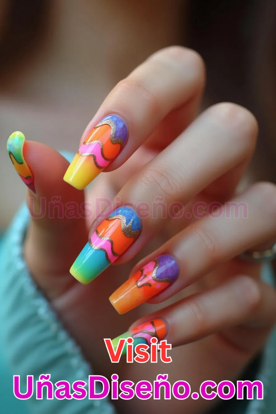 1. Ondas Funky - Los 20 mejores diseños de uñas con purpurina para lucir un look deslumbrante (8).jpeg