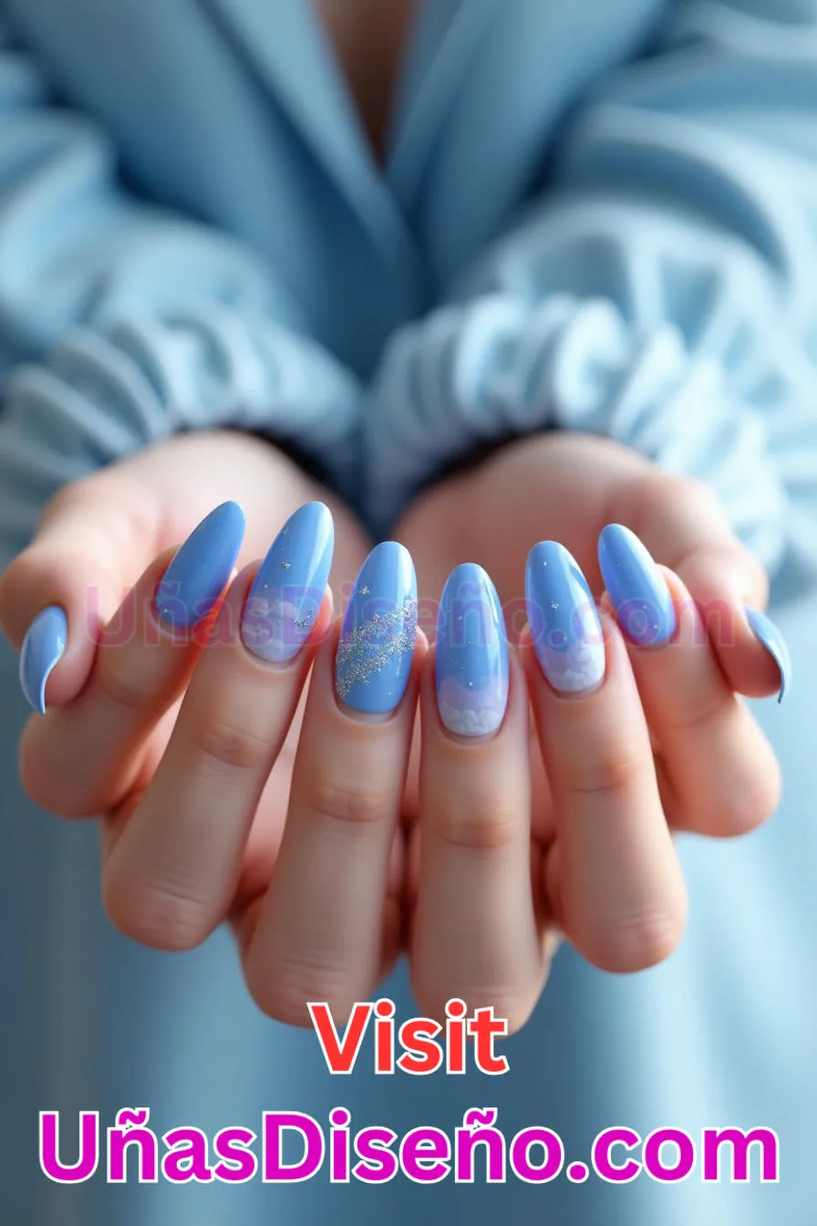 1. Resplandor celeste - Tendencias 2025 30 Estilos de Uñas Almendra que Marcan la Diferencia (4).jpeg