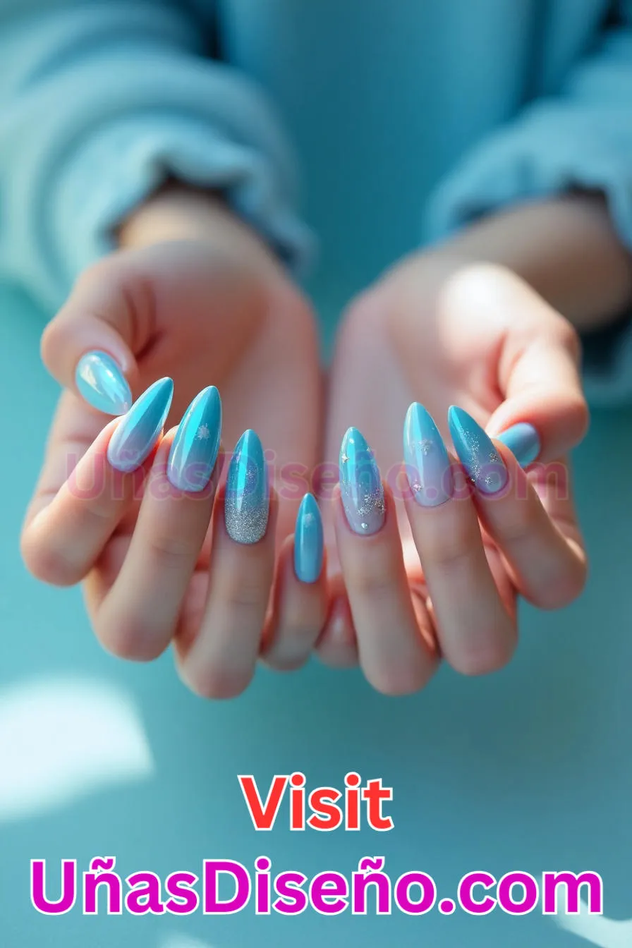 1. Resplandor celeste - Tendencias 2025 30 Estilos de Uñas Almendra que Marcan la Diferencia (5).jpeg