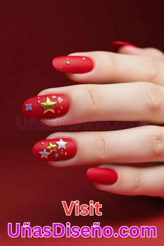 1. Rojo Mate con Estrellas Perfumadas Diseños de Uñas Navideñas (2).jpeg