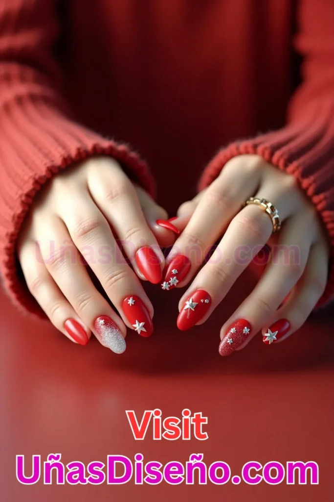 1. Rojo Mate con Estrellas Perfumadas Diseños de Uñas Navideñas (3).jpeg