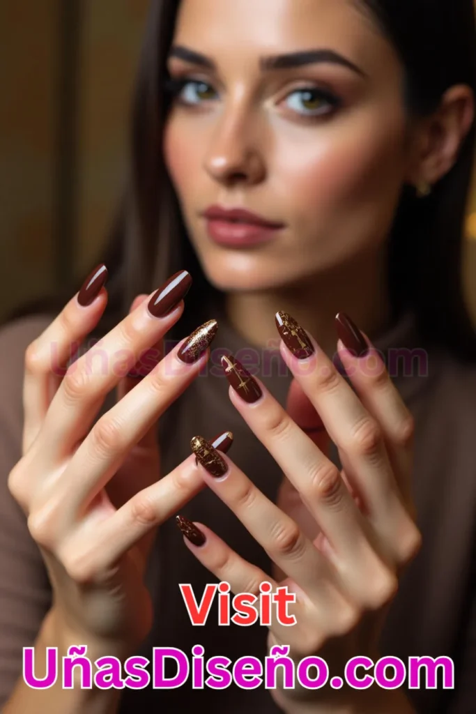 1. Uñas Chocolate con Efecto Terciopelo - 15 Diseños de Uñas de Chocolate Oscuro que Complementarán tu Look a la Perfección (5).jpeg