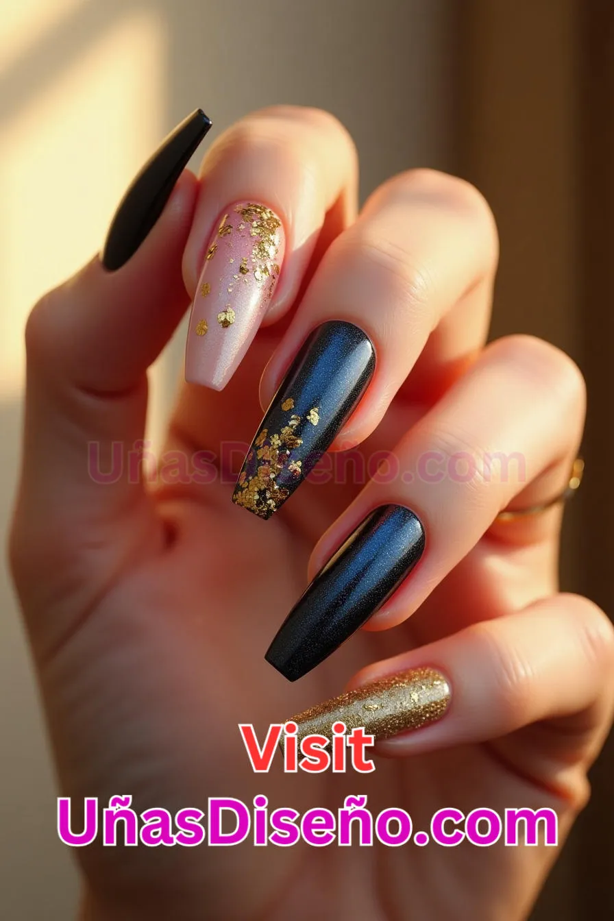 10 Uñas con purpurina dorada Los 25 Mejores Diseños de Uñas Para Principiantes 3.jpeg