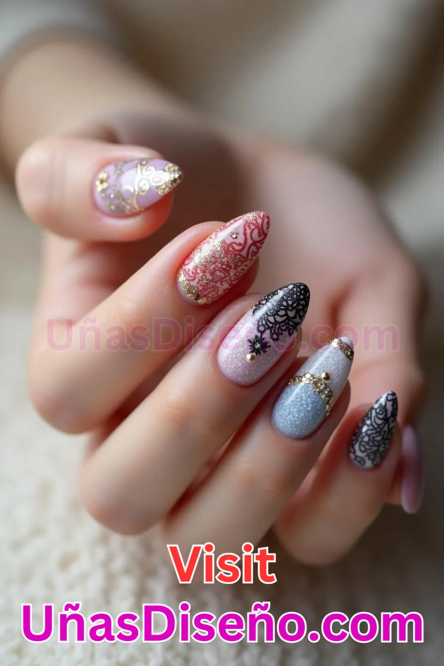 10. Almendra embellecida con lentejuelas - 20 Uñas de Almendra Elegance Diseños exclusivos para un look sofisticado (11).jpeg