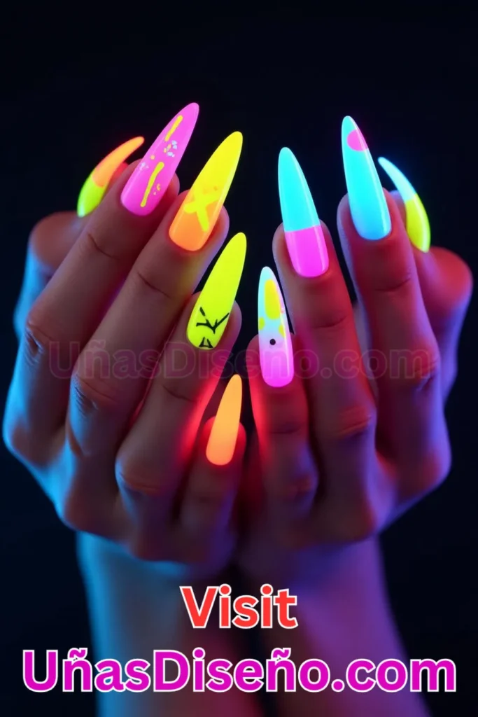 10. Atrevido estallido de neón - 25 fascinantes ideas de esmaltes de uñas de gel para un look de salón perfecto (3).jpeg