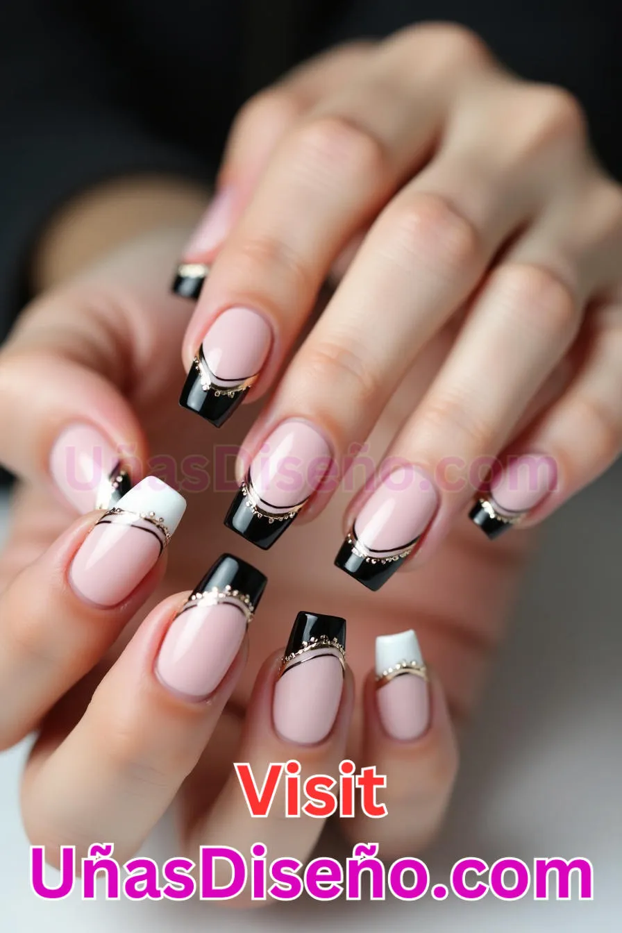 10. Contorno Francés - Los 20 mejores diseños de uñas con purpurina para lucir un look deslumbrante (11).jpeg