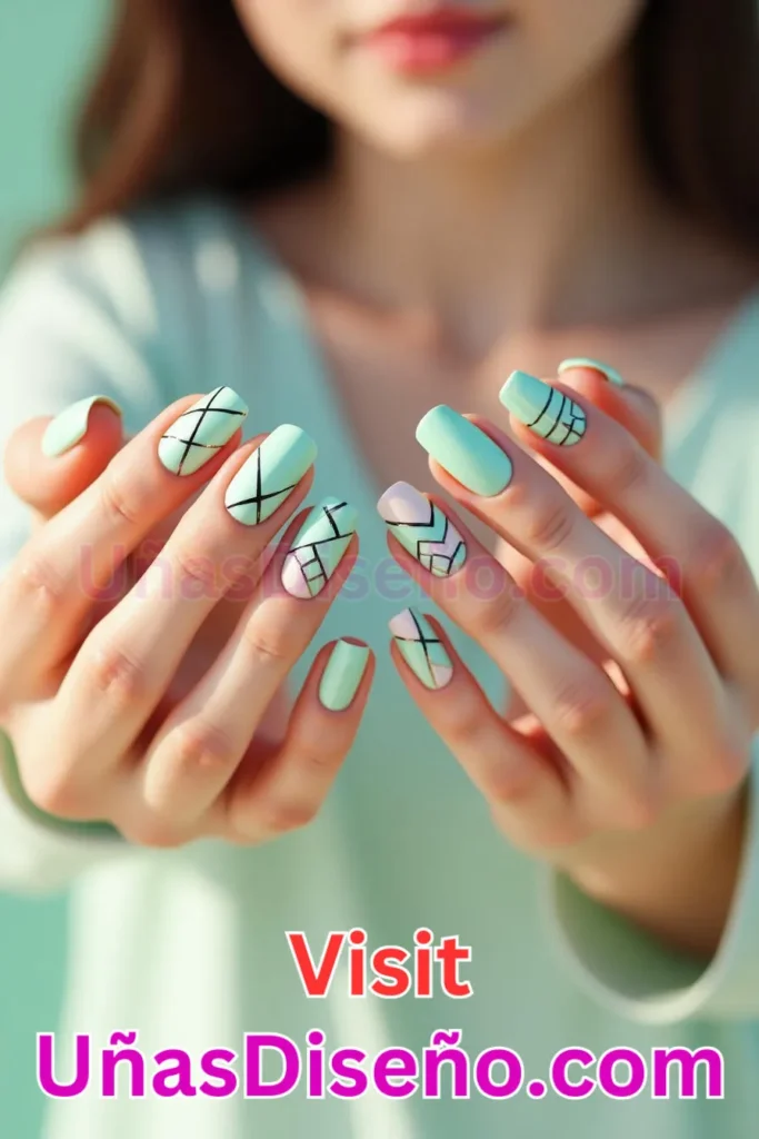 10. Diseño de uñas de verano con verde menta y líneas geométricas (1).jpeg