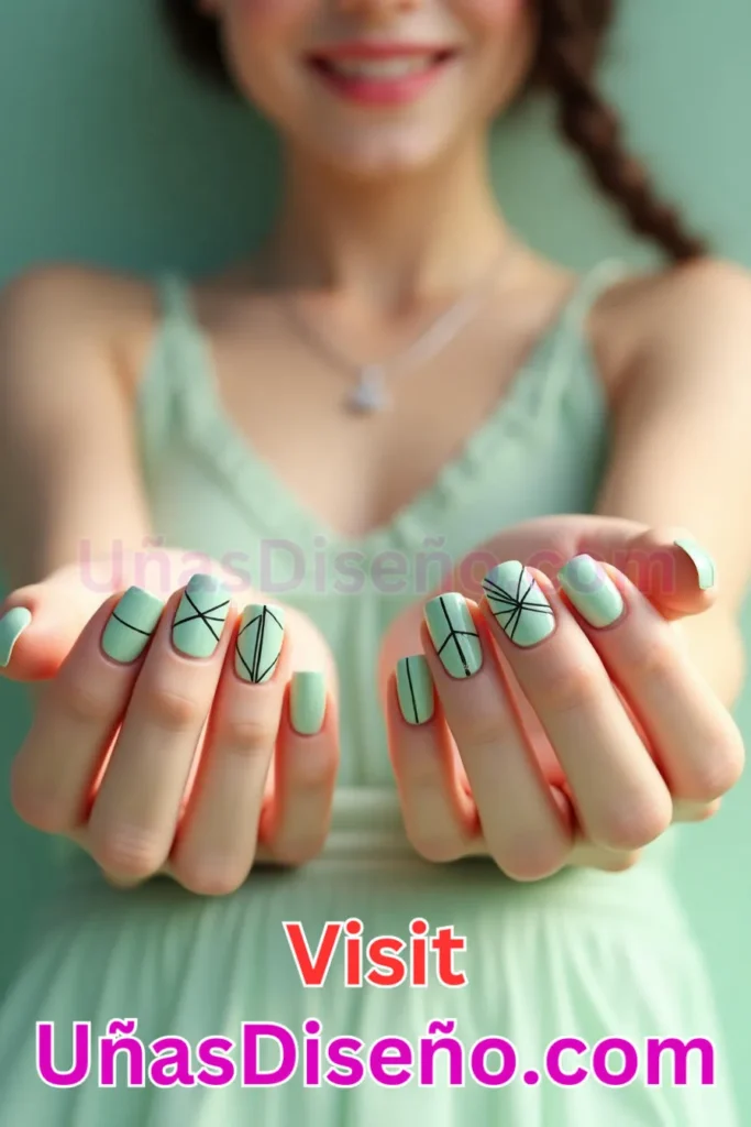 10. Diseño de uñas de verano con verde menta y líneas geométricas (3).jpeg