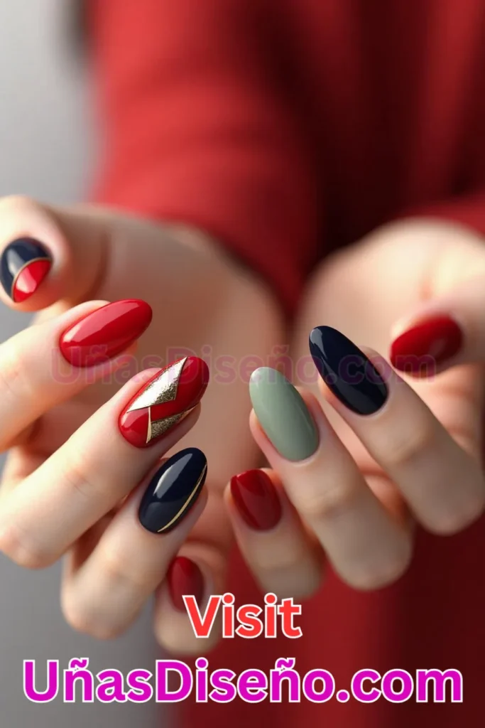 10. Diseños de uñas impecables en rojo ladrillo y almendra (1)