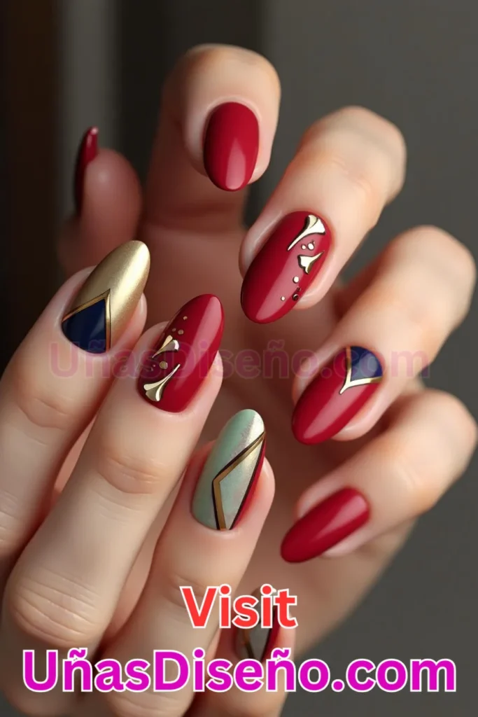 10. Diseños de uñas impecables en rojo ladrillo y almendra (2)