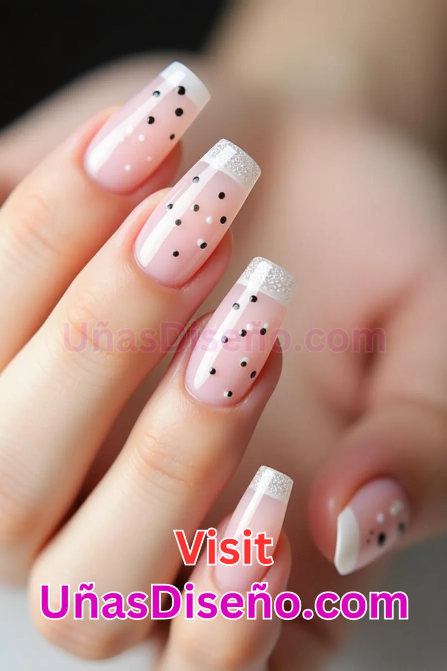 10. Uñas francesas de lunares transparentes - 12 modernos diseños de uñas transparentes con motivos y detalles únicos 2.jpeg