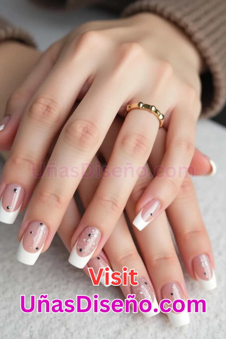 10. Uñas francesas de lunares transparentes - 12 modernos diseños de uñas transparentes con motivos y detalles únicos 3.jpeg