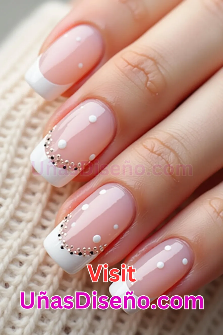 10. Uñas francesas de lunares transparentes - 12 modernos diseños de uñas transparentes con motivos y detalles únicos 4.jpeg