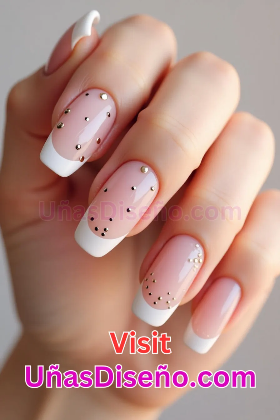 10. Uñas francesas de lunares transparentes - 12 modernos diseños de uñas transparentes con motivos y detalles únicos 5.jpeg