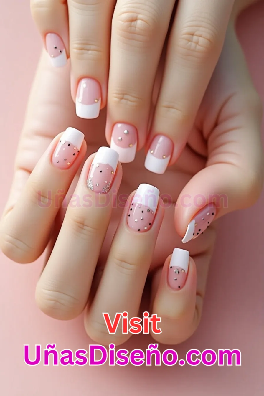 10. Uñas francesas de lunares transparentes - 12 modernos diseños de uñas transparentes con motivos y detalles únicos 6.jpeg