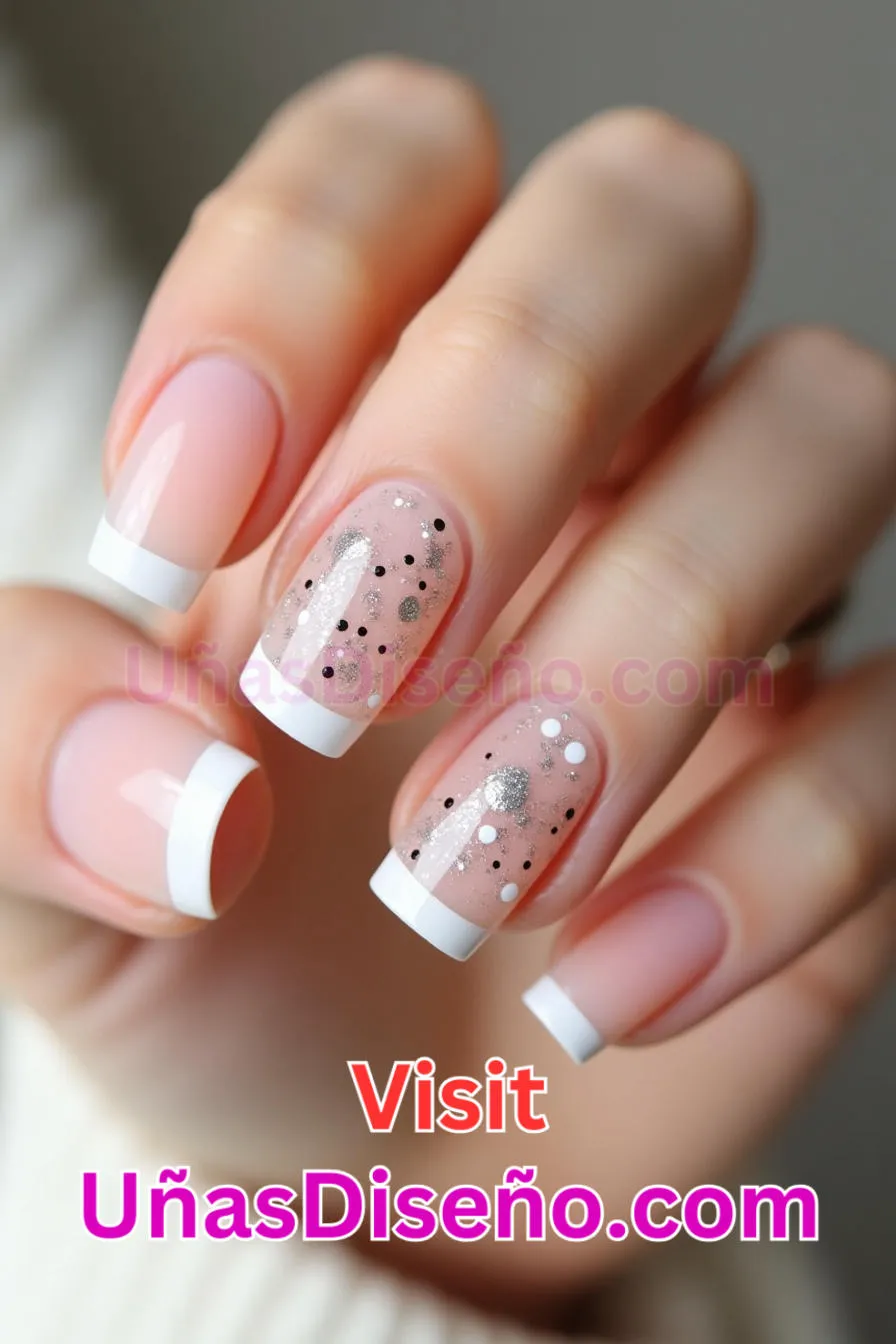 10. Uñas francesas de lunares transparentes - 12 modernos diseños de uñas transparentes con motivos y detalles únicos 7.jpeg