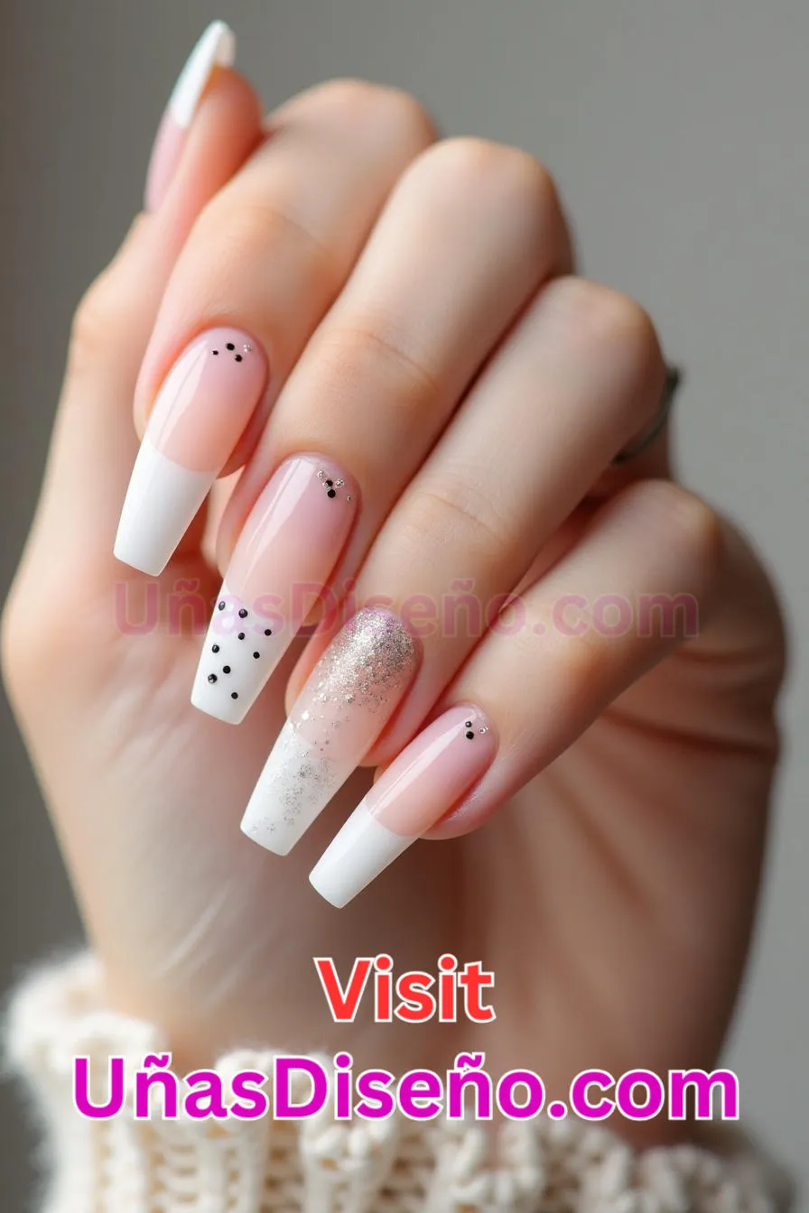 10. Uñas francesas de lunares transparentes - 12 modernos diseños de uñas transparentes con motivos y detalles únicos 8.jpeg