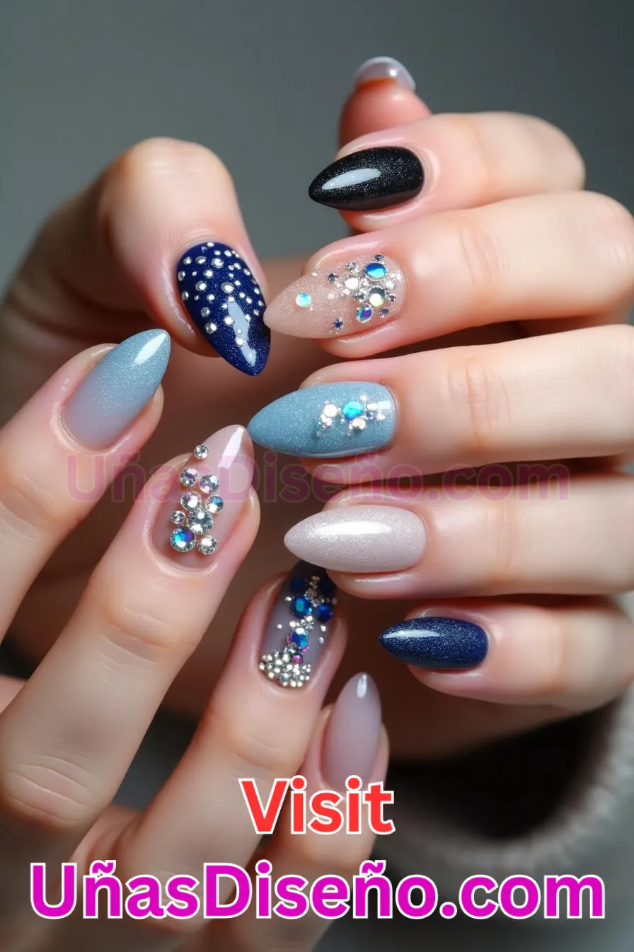 11. Brillantes incrustaciones de pedrería - Cómo Elegir el Diseño Perfecto para Uñas Almendra 21 Ideas Exclusivas para Brillar (4).jpeg