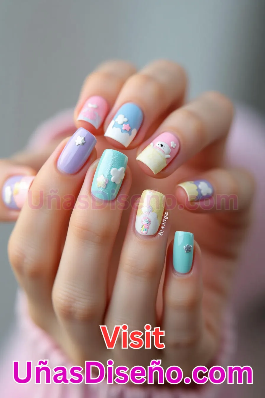 11. Care Bear Recubierto - Los 20 mejores diseños de uñas con purpurina para lucir un look deslumbrante (11).jpeg