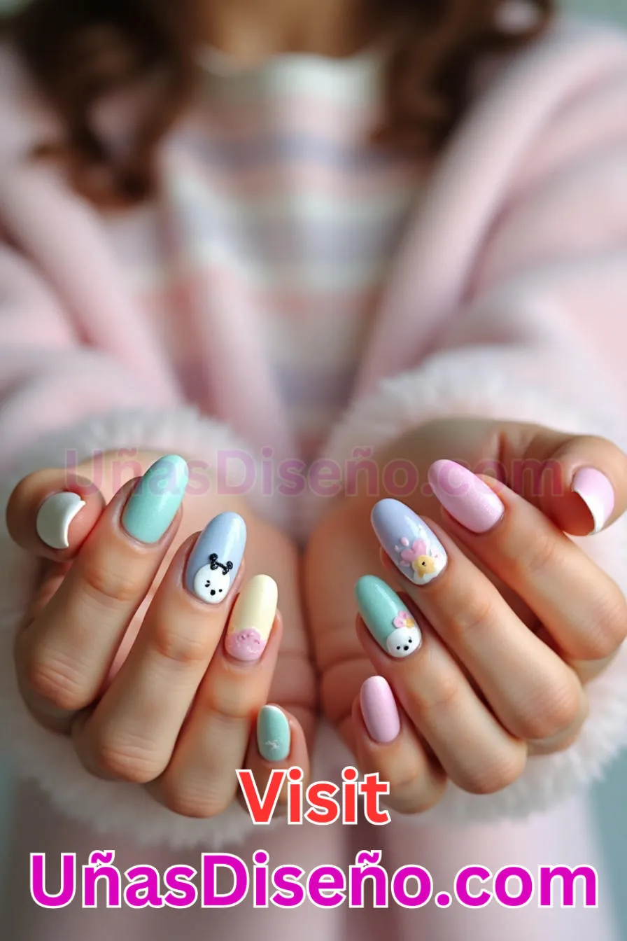 11. Care Bear Recubierto - Los 20 mejores diseños de uñas con purpurina para lucir un look deslumbrante (13).jpeg