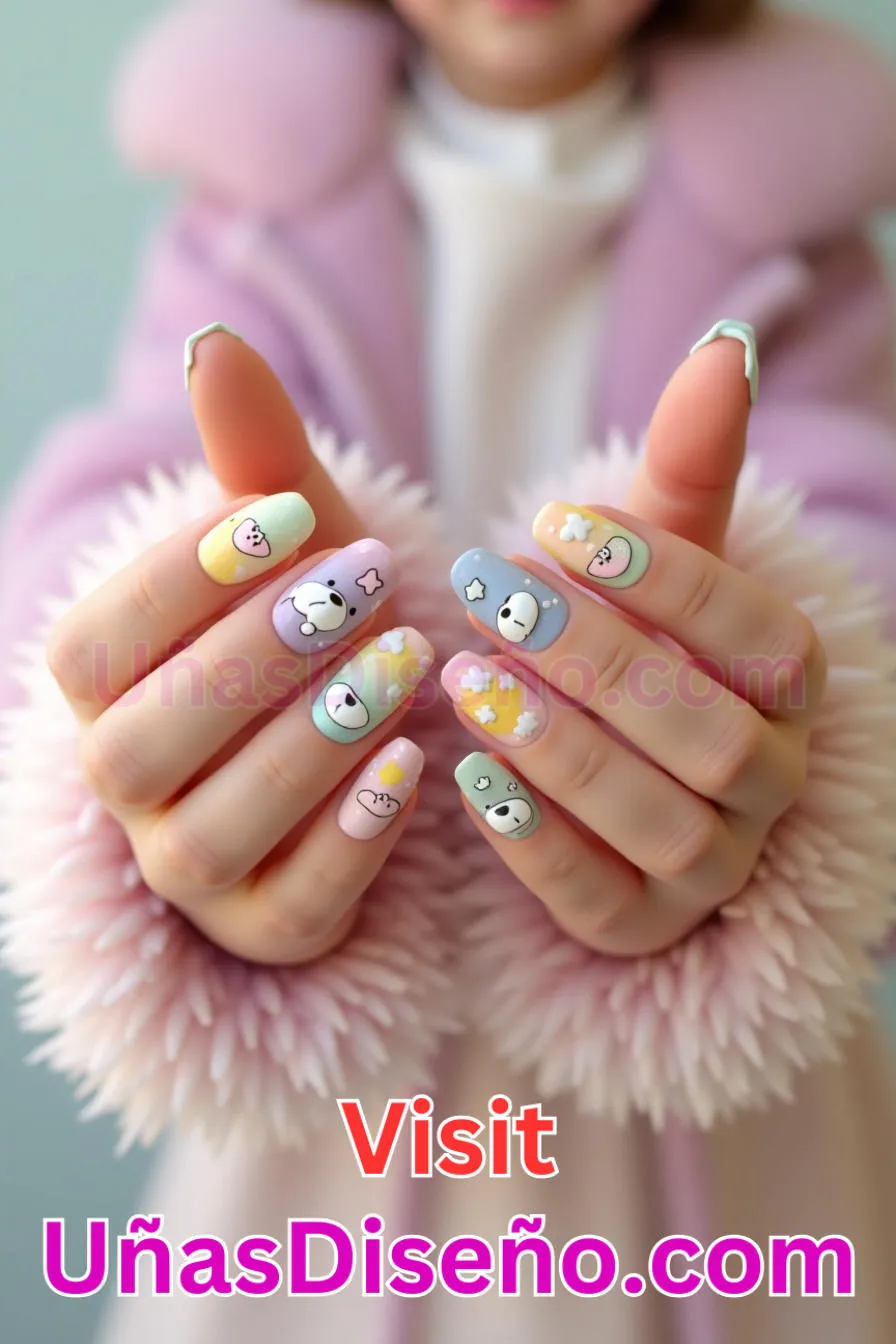 11. Care Bear Recubierto - Los 20 mejores diseños de uñas con purpurina para lucir un look deslumbrante (4).jpeg