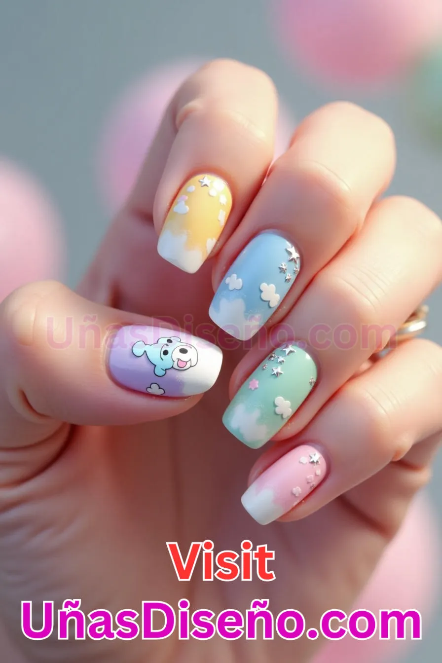 11. Care Bear Recubierto - Los 20 mejores diseños de uñas con purpurina para lucir un look deslumbrante (5).jpeg
