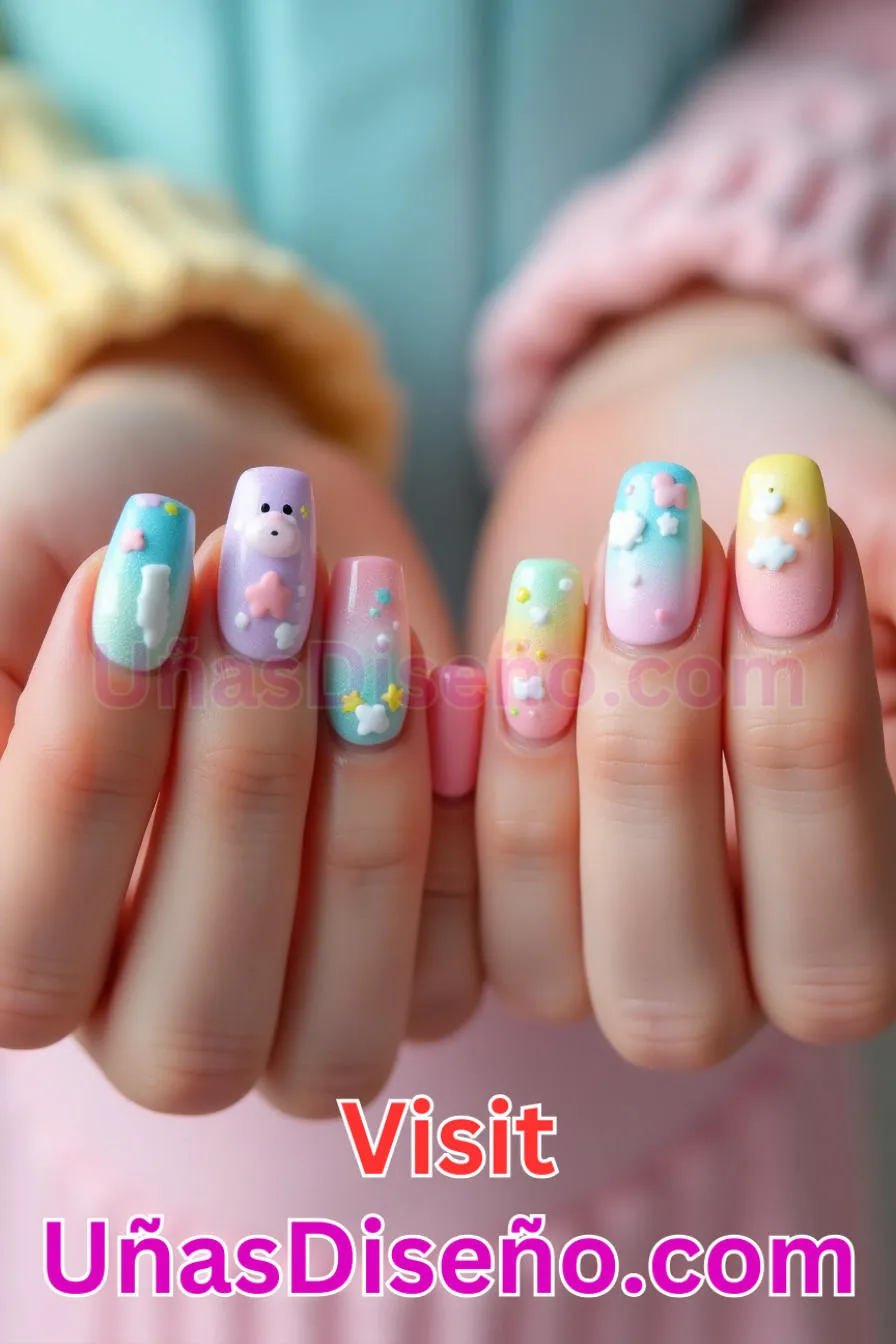 11. Care Bear Recubierto - Los 20 mejores diseños de uñas con purpurina para lucir un look deslumbrante (6).jpeg