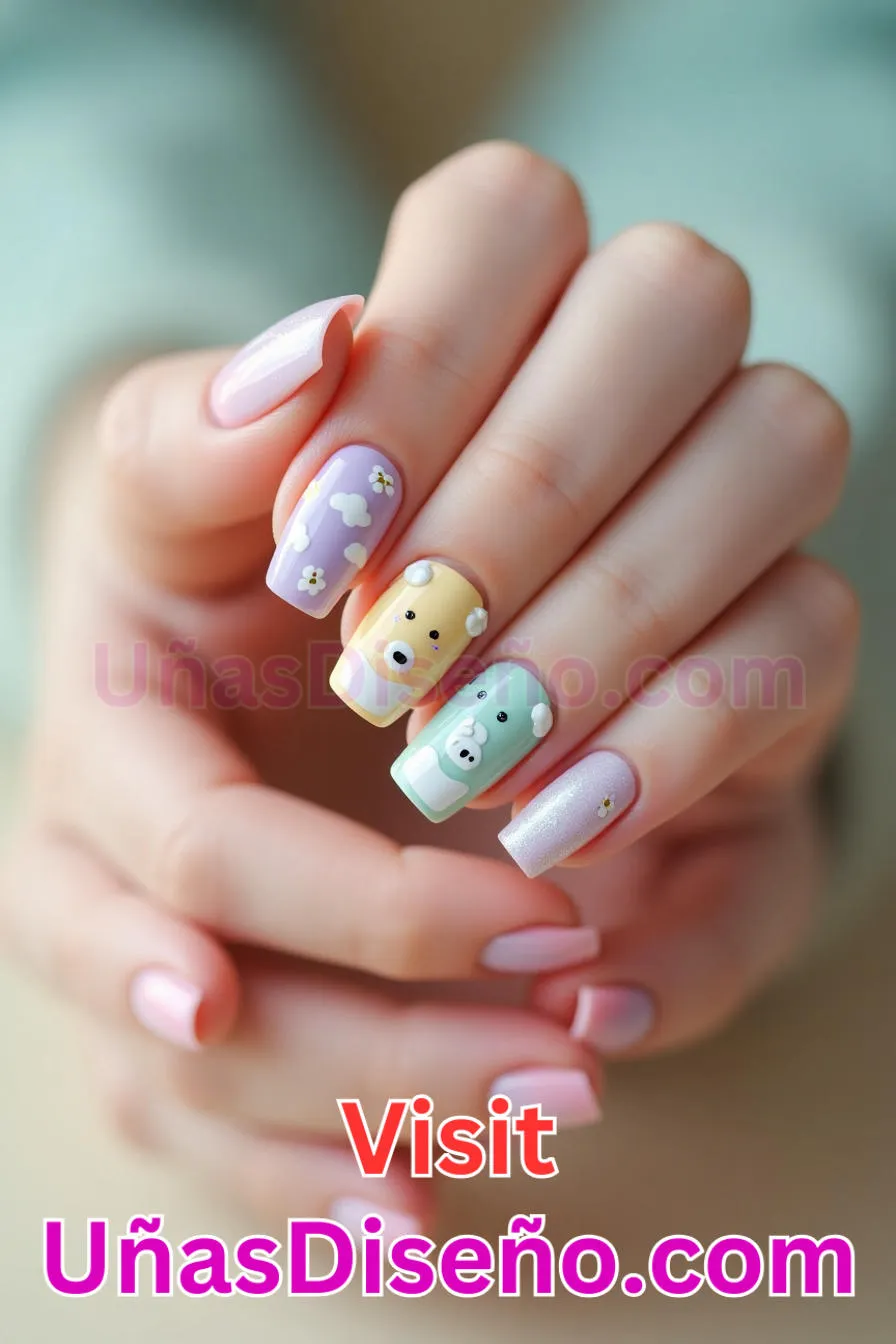 11. Care Bear Recubierto - Los 20 mejores diseños de uñas con purpurina para lucir un look deslumbrante (8).jpeg