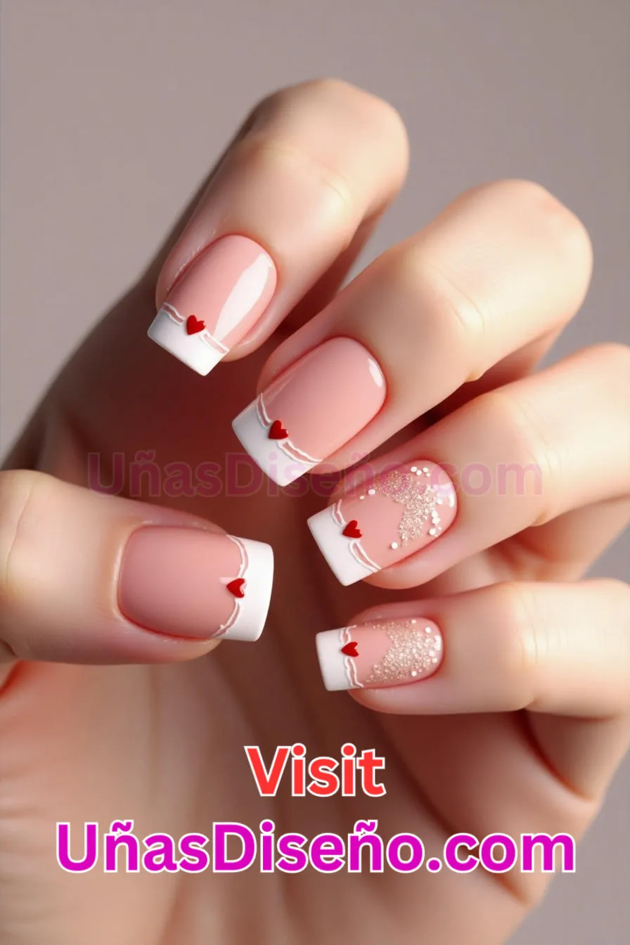 11. Corazones de punta francesa - 12 modernos diseños de uñas transparentes con motivos y detalles únicos 7.jpeg