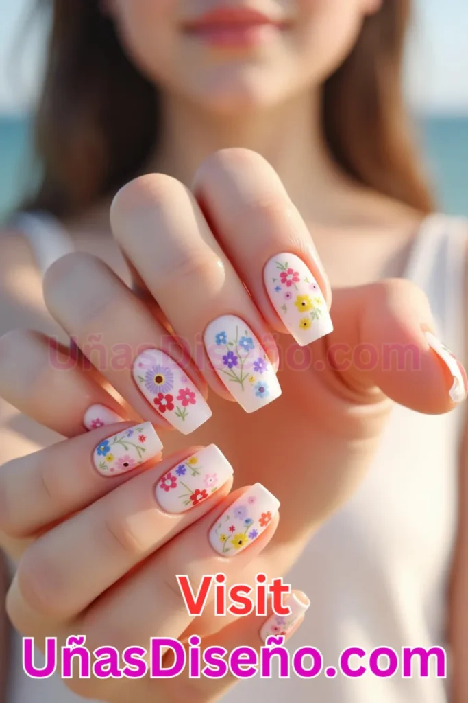 11. Diseño de uñas de verano con flores pequeñas en base transparente (2).jpeg