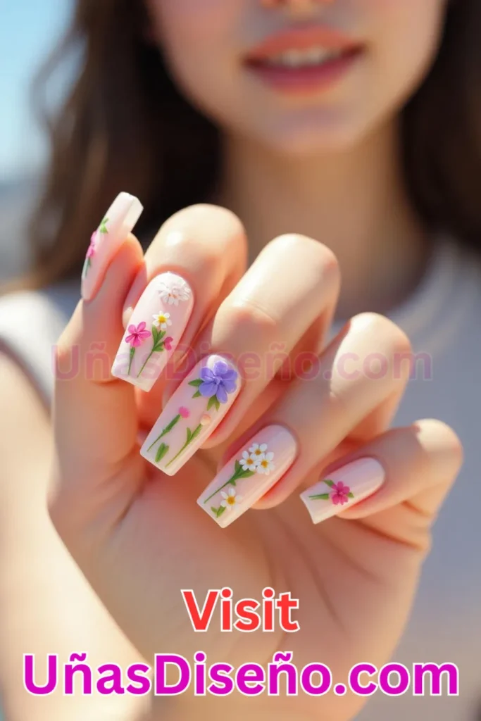 11. Diseño de uñas de verano con flores pequeñas en base transparente (3).jpeg