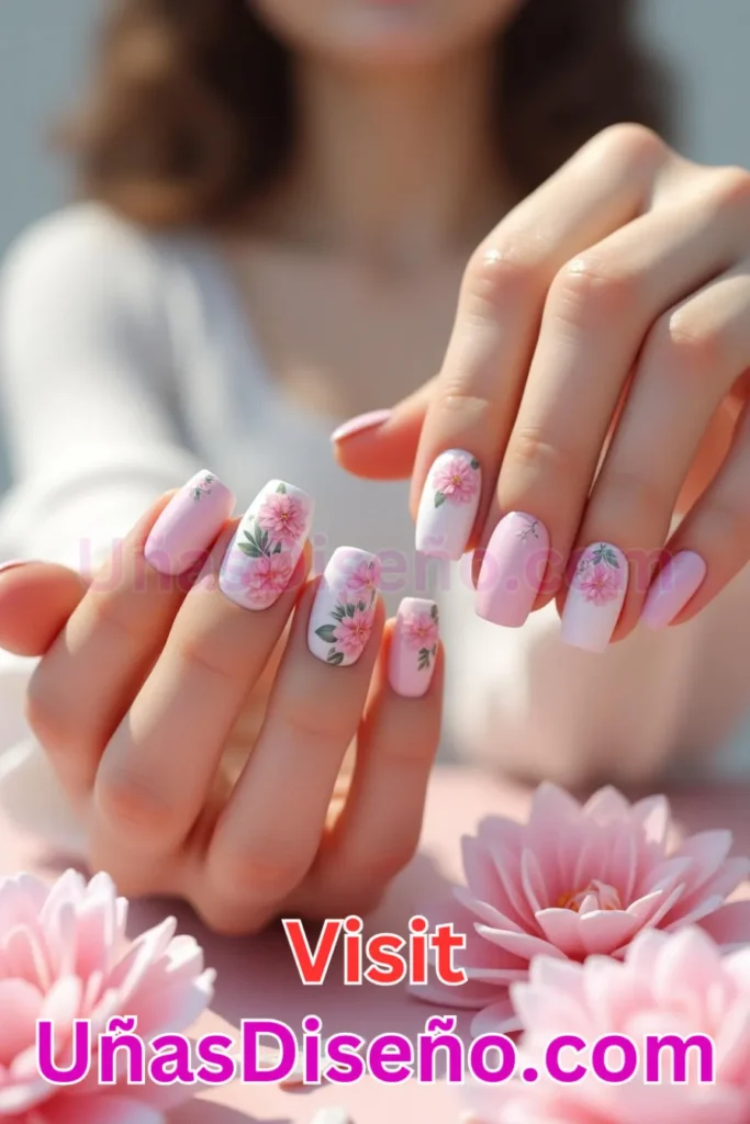 11. Diseños de uñas con estampado floral y detalles de peonías rosas (1).jpeg