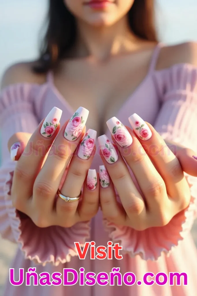 11. Diseños de uñas con estampado floral y detalles de peonías rosas (2).jpeg