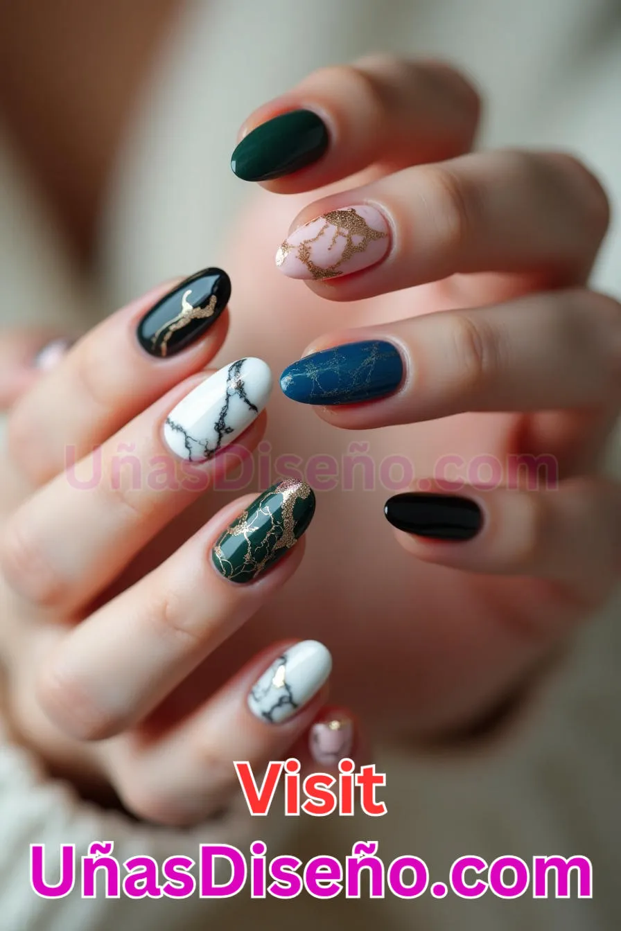 11. Mármol Efecto Almendra - 20 Uñas de Almendra Elegance Diseños exclusivos para un look sofisticado (8).jpeg