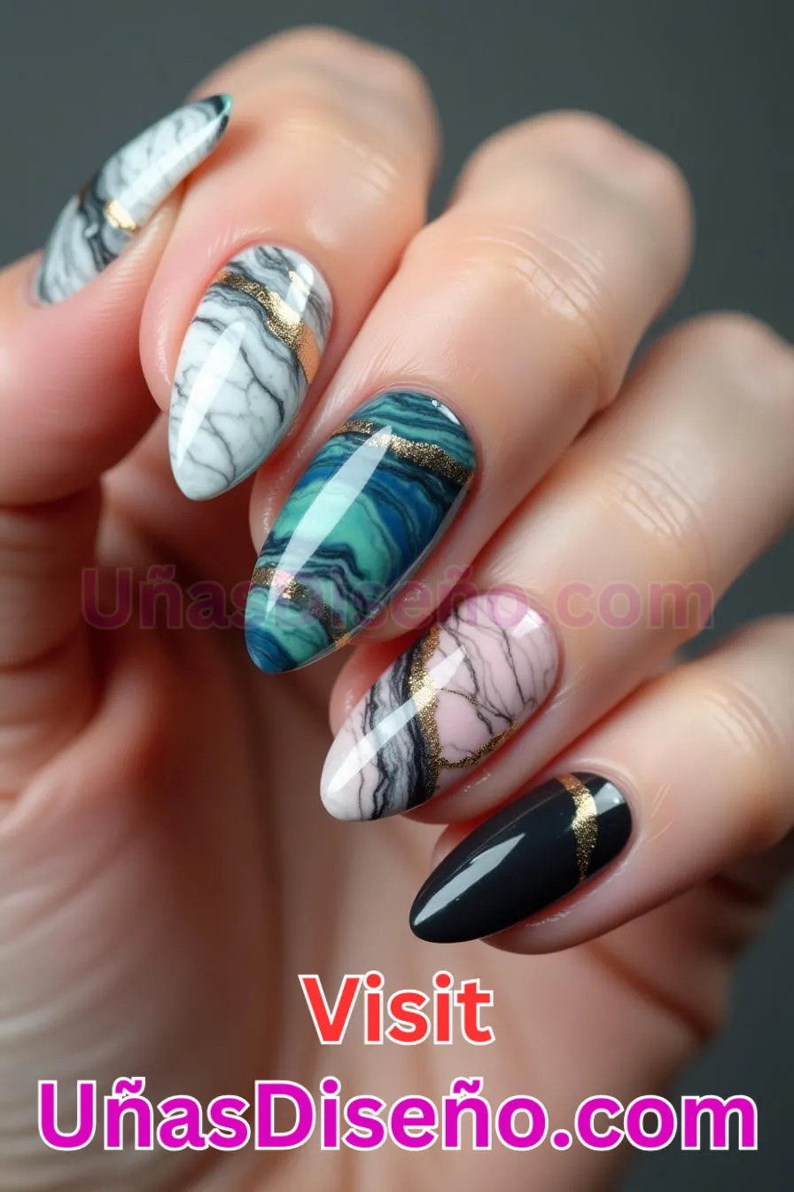 11. Mármol Efecto Almendra - 20 Uñas de Almendra Elegance Diseños exclusivos para un look sofisticado (9).jpeg