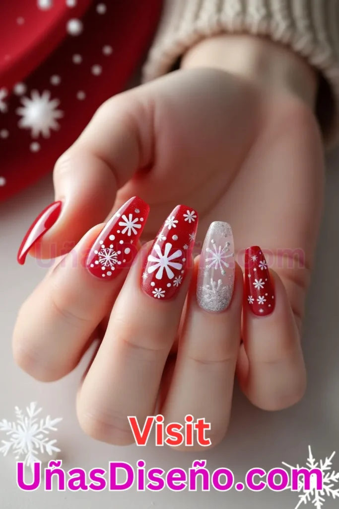 11. Uñas Escarlata con Incrustaciones Florales Diseños de Uñas Navideñas (3).jpeg