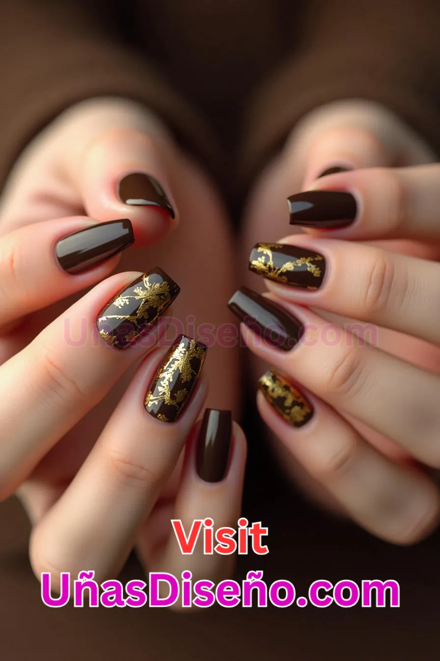 12 Uñas de oro con chocolate Los 25 Mejores Diseños de Uñas Para Principiantes 3.jpeg