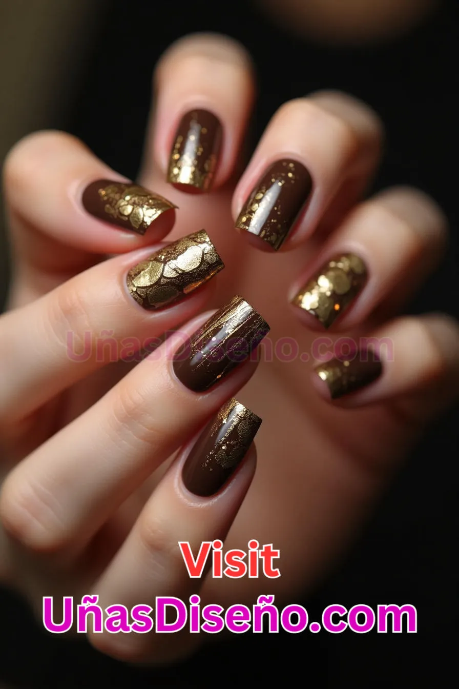 12 Uñas de oro con chocolate Los 25 Mejores Diseños de Uñas Para Principiantes 4.jpeg