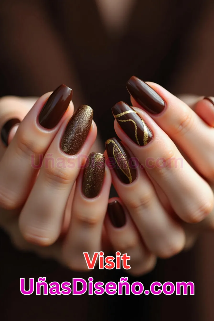 12 Uñas de oro con chocolate Los 25 Mejores Diseños de Uñas Para Principiantes 5.jpeg
