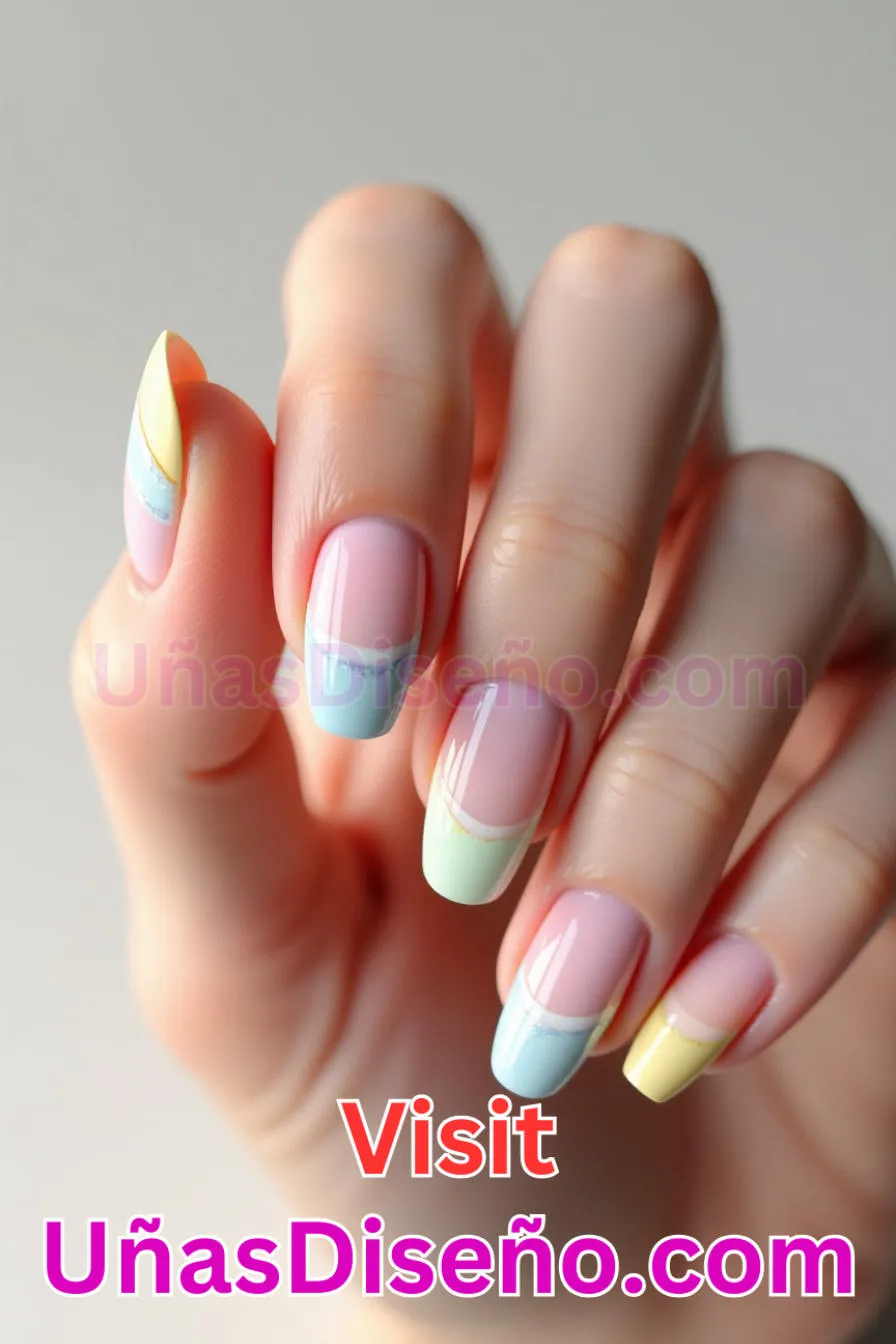12. Almendra francesa pastel - Reinventa tu Manicura 25 Diseños de Uñas Almendra Impresionantes para (5).jpeg