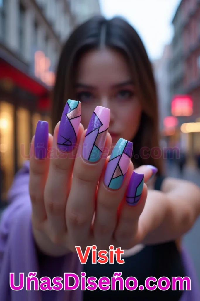 12. Diseño de uñas morado con bloques geométricos para quienes marcan tendencia moderna (3).jpeg