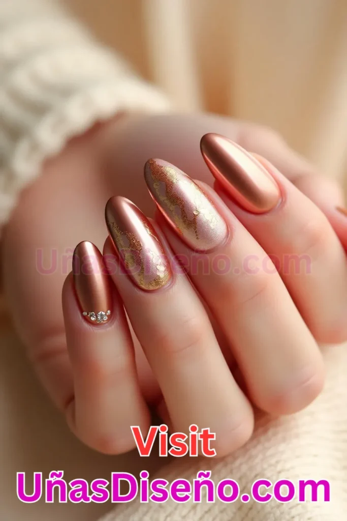 12. Esplendor en oro rosa - 25 fascinantes ideas de esmaltes de uñas de gel para un look de salón perfecto (1).jpeg