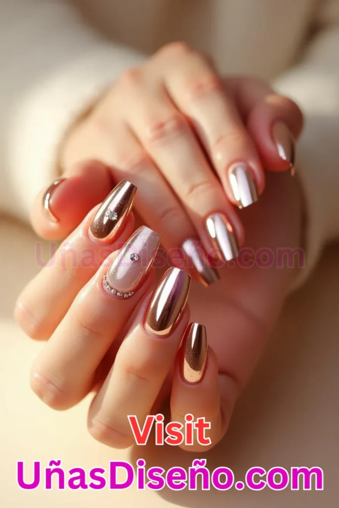 12. Esplendor en oro rosa - 25 fascinantes ideas de esmaltes de uñas de gel para un look de salón perfecto (2).jpeg