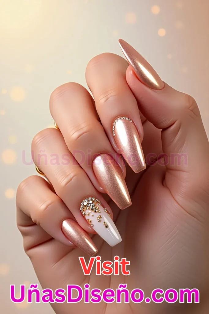 12. Esplendor en oro rosa - 25 fascinantes ideas de esmaltes de uñas de gel para un look de salón perfecto (4).jpeg