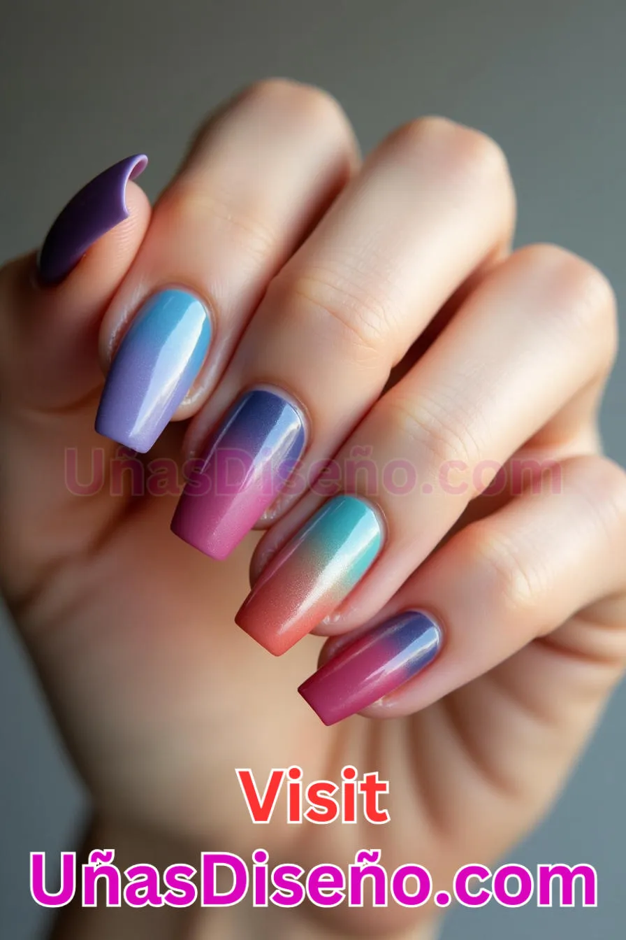 12. Gradiente de tres tonos - Los 20 mejores diseños de uñas con purpurina para lucir un look deslumbrante (6).jpeg